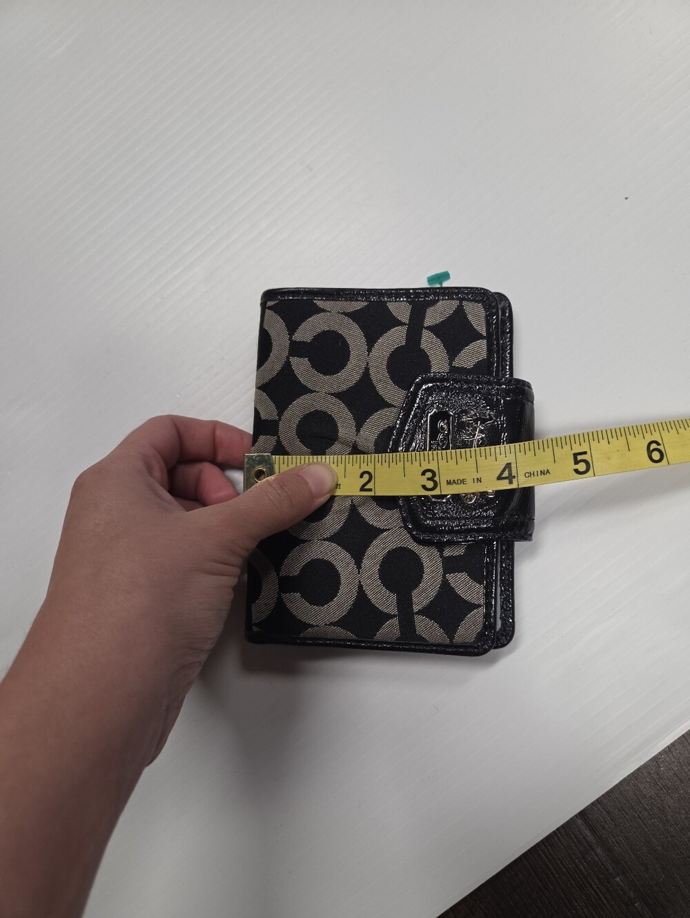 Coach Black Signature Jacquard Pleated Compact Bifold Wallet Vintage Y2k - Picture 7 of 8